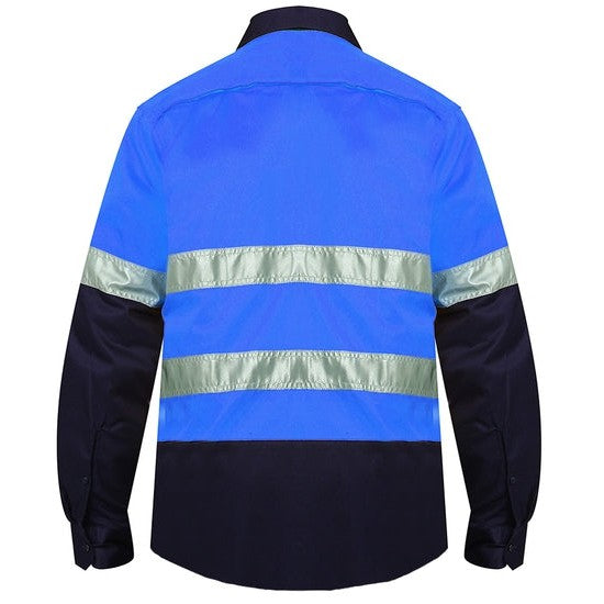 Ritemate Vented Open Front Light Weight, Long Sleeve 3M Tape Shirt - RM107V2R-Queensland Workwear Supplies