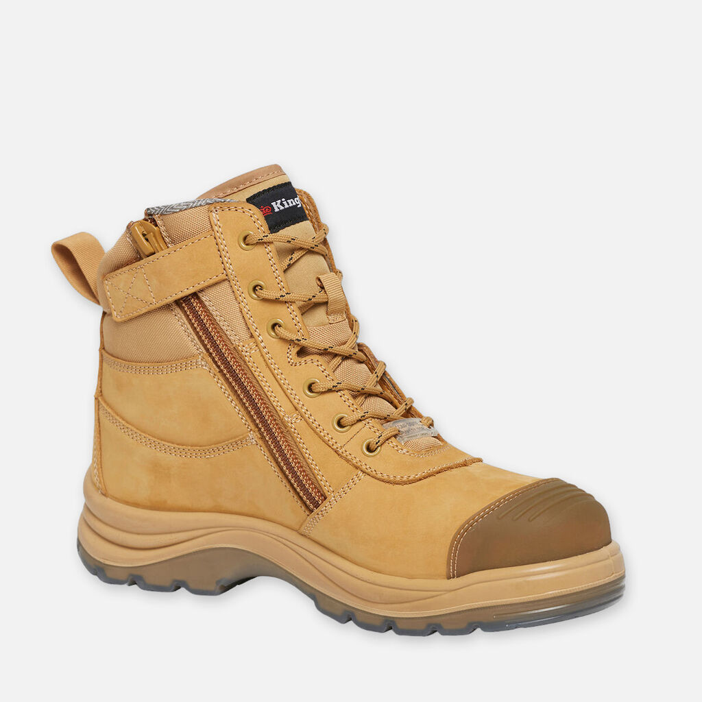 King Gee Tradie Zip/lace Composite Safety Work Boots 6" Wheat - K27105