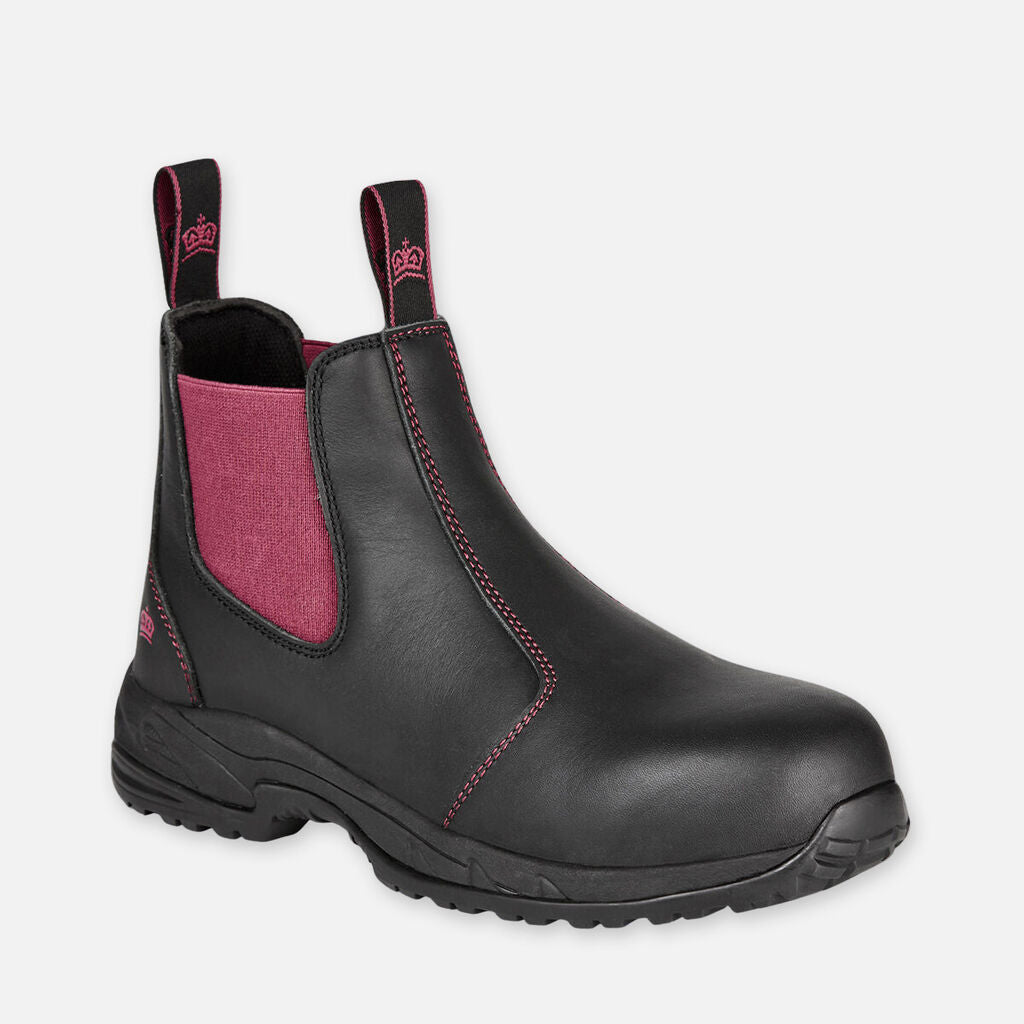 King Gee Women's Tradie Gusset Steel Cap Work Boots Black - K27390
