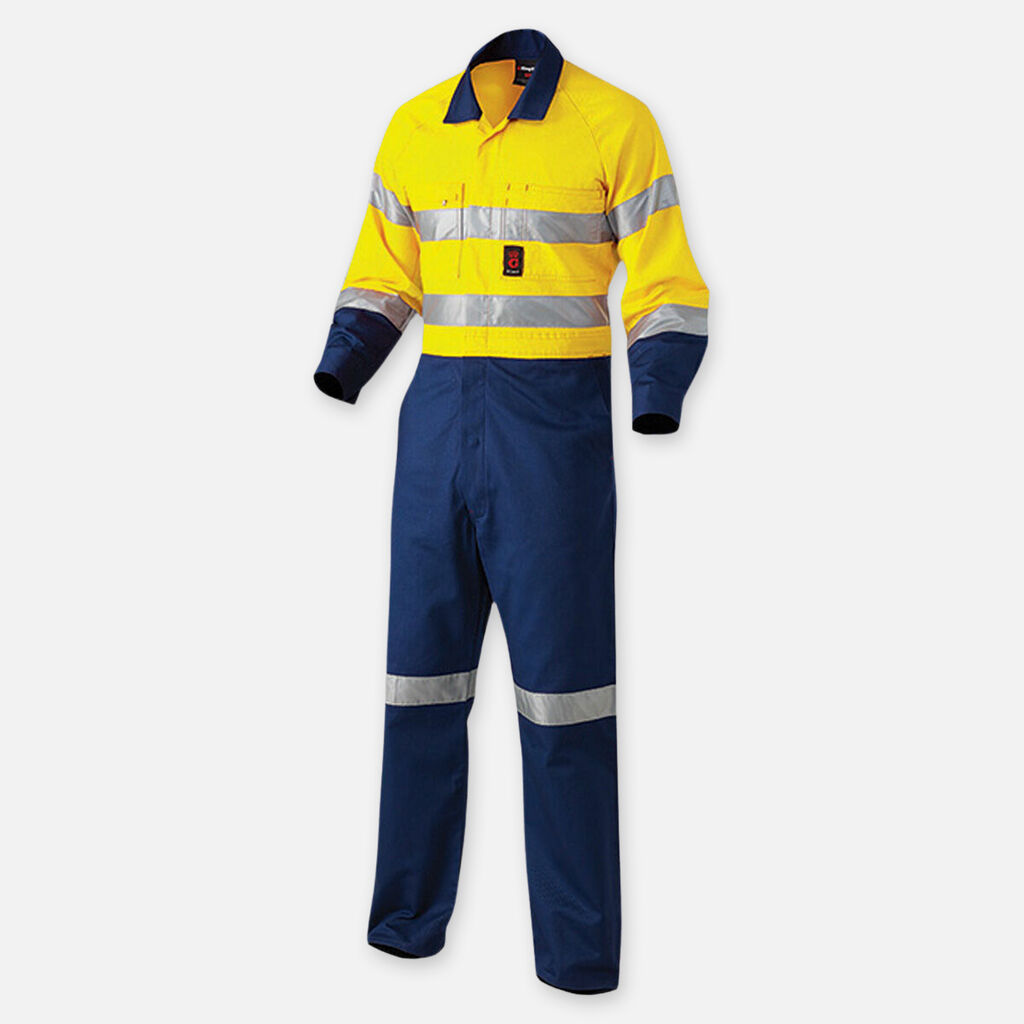 King Gee Originals Hi-vis Reflective Two Tone Drill Work Overalls - K51525