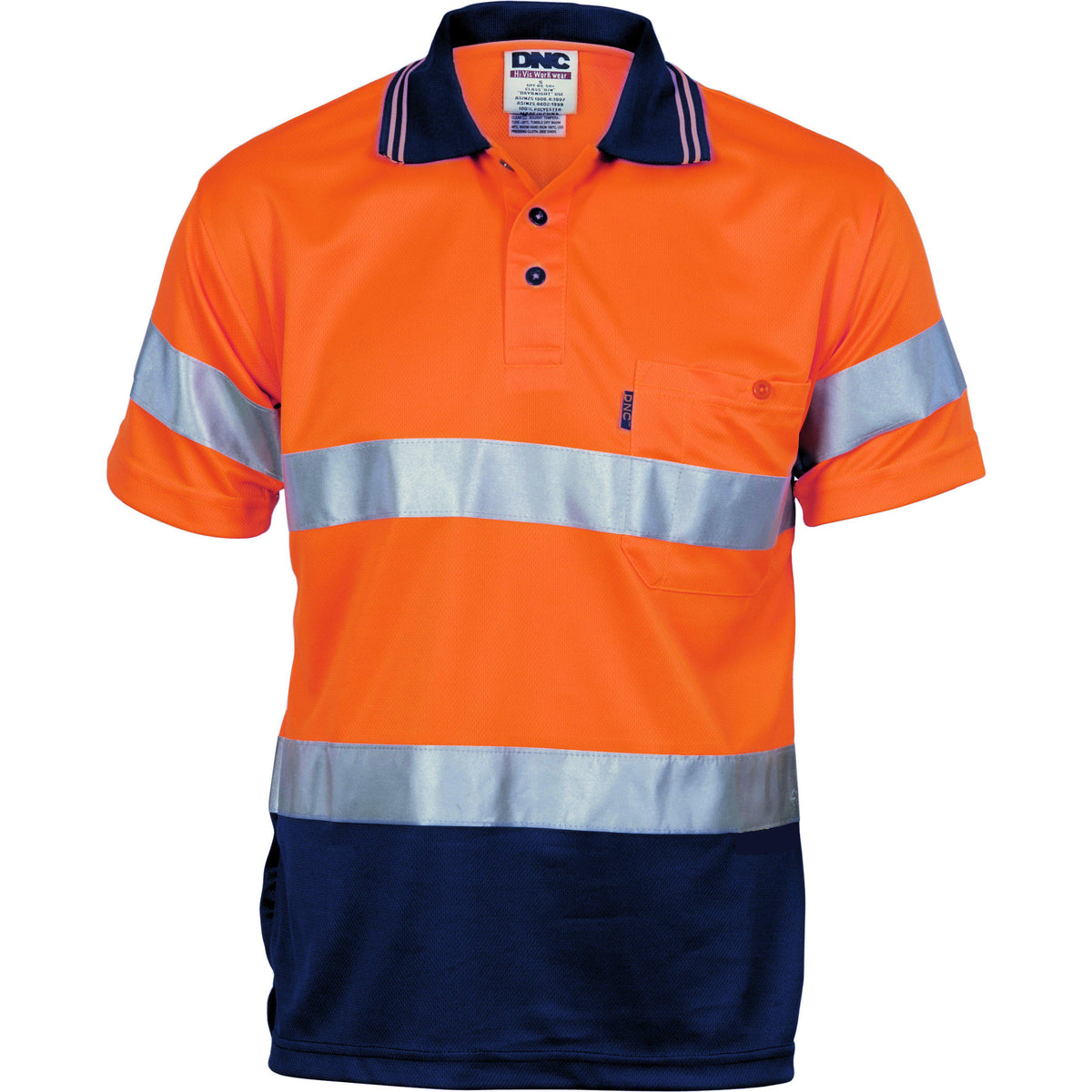 DNC Taped HiVis 2-Tone Cool-Breathe Short Sleeve Polo Shirt - 3715-Queensland Workwear Supplies