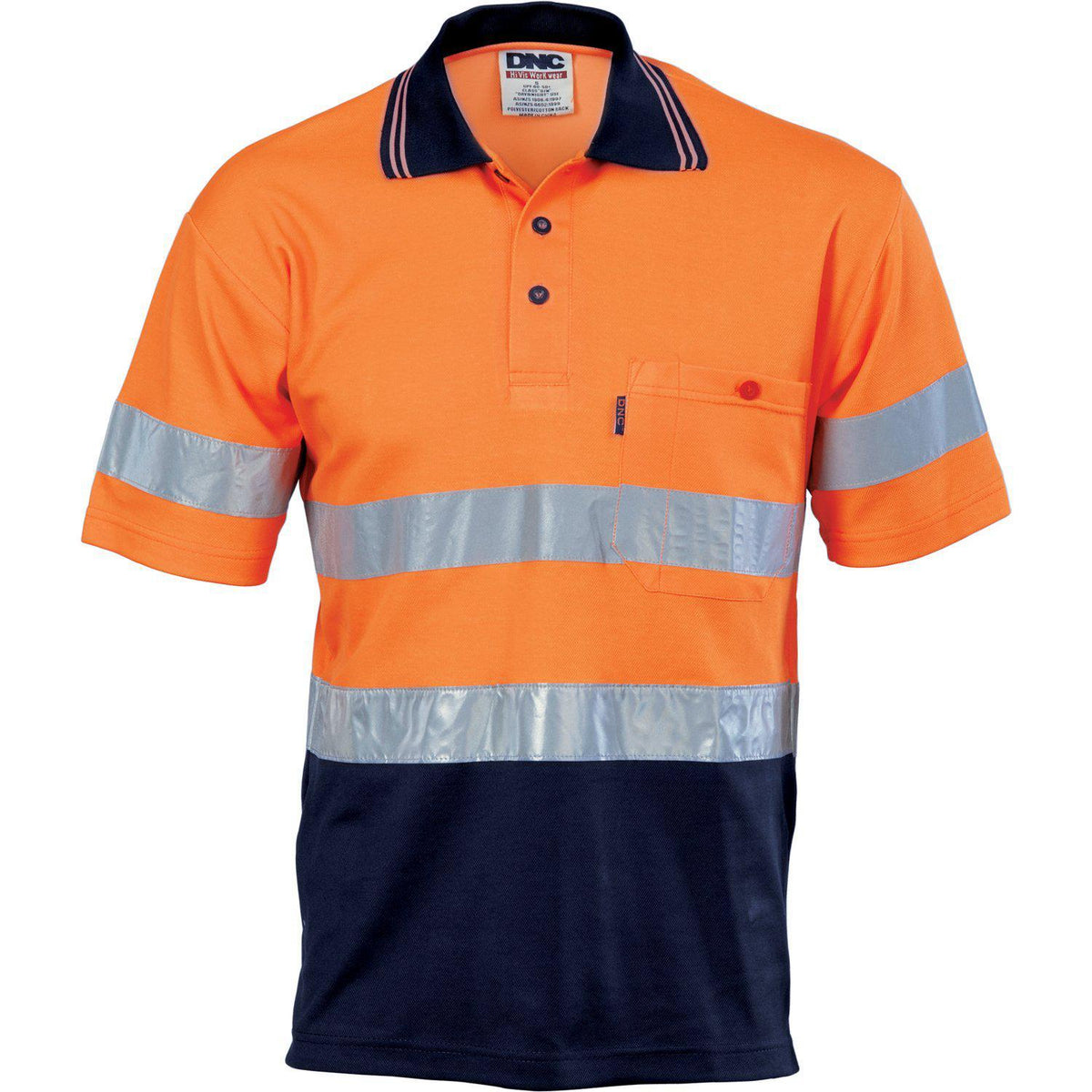DNC Taped HiVis 2-Tone Cotton Back Short Sleeve Polo - 3717-Queensland Workwear Supplies