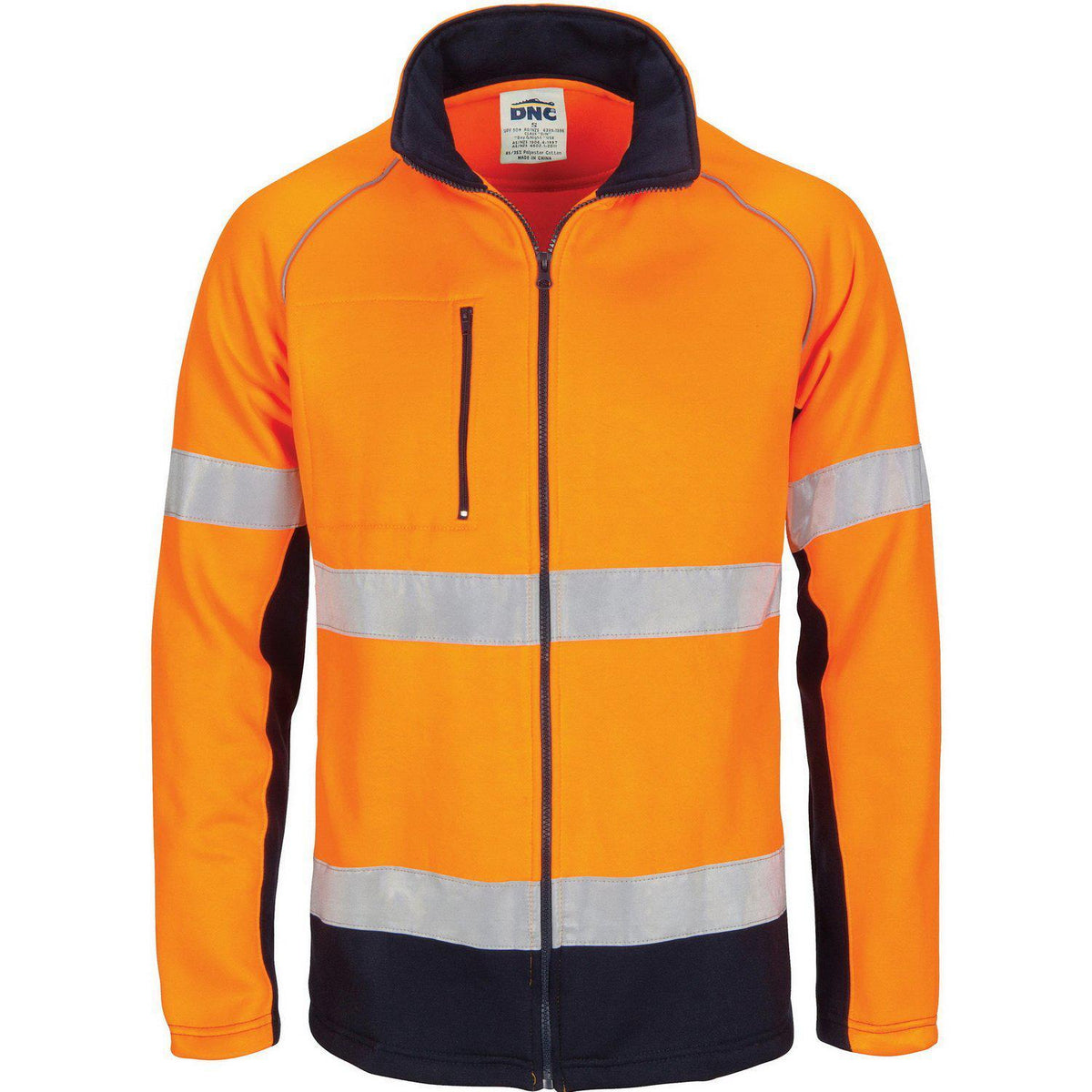 DNC Taped HiVis 2-Tone Full Zip Fleecy - 3726-Queensland Workwear Supplies
