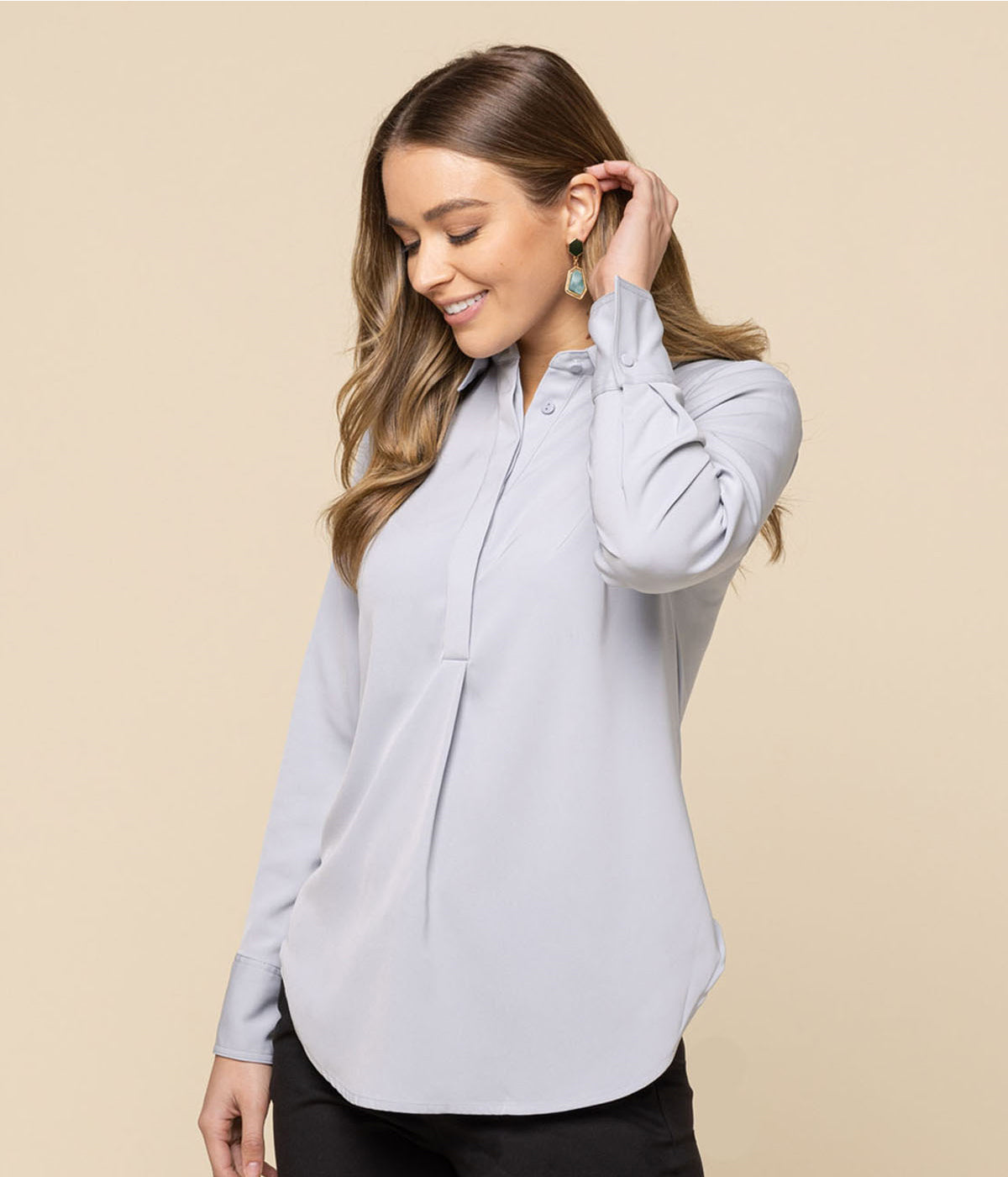 Gloweave L Slv 1/2 Placket Blouse - 1797WL
