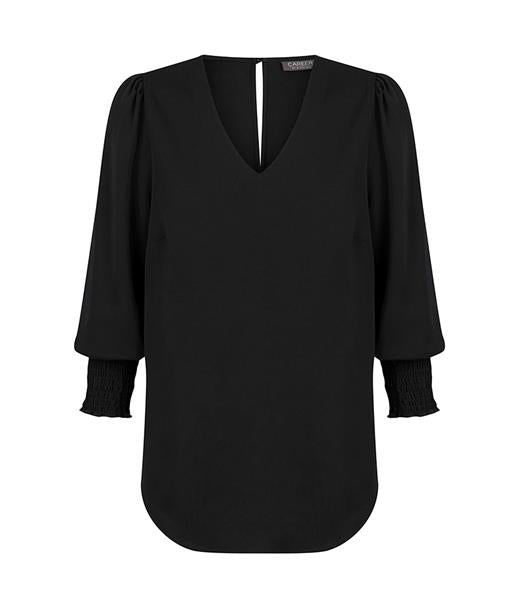 Gloweave V Neck Shirred Cuff Top - 1803WZ