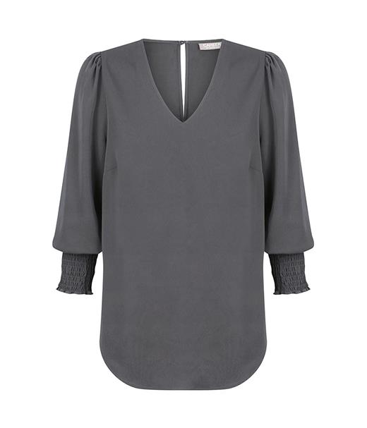 Gloweave V Neck Shirred Cuff Top - 1803WZ