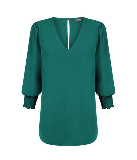 Gloweave V Neck Shirred Cuff Top - 1803WZ