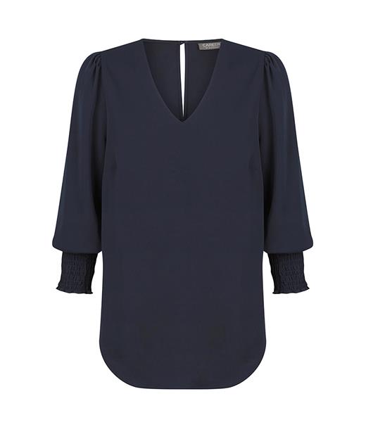 Gloweave V Neck Shirred Cuff Top - 1803WZ