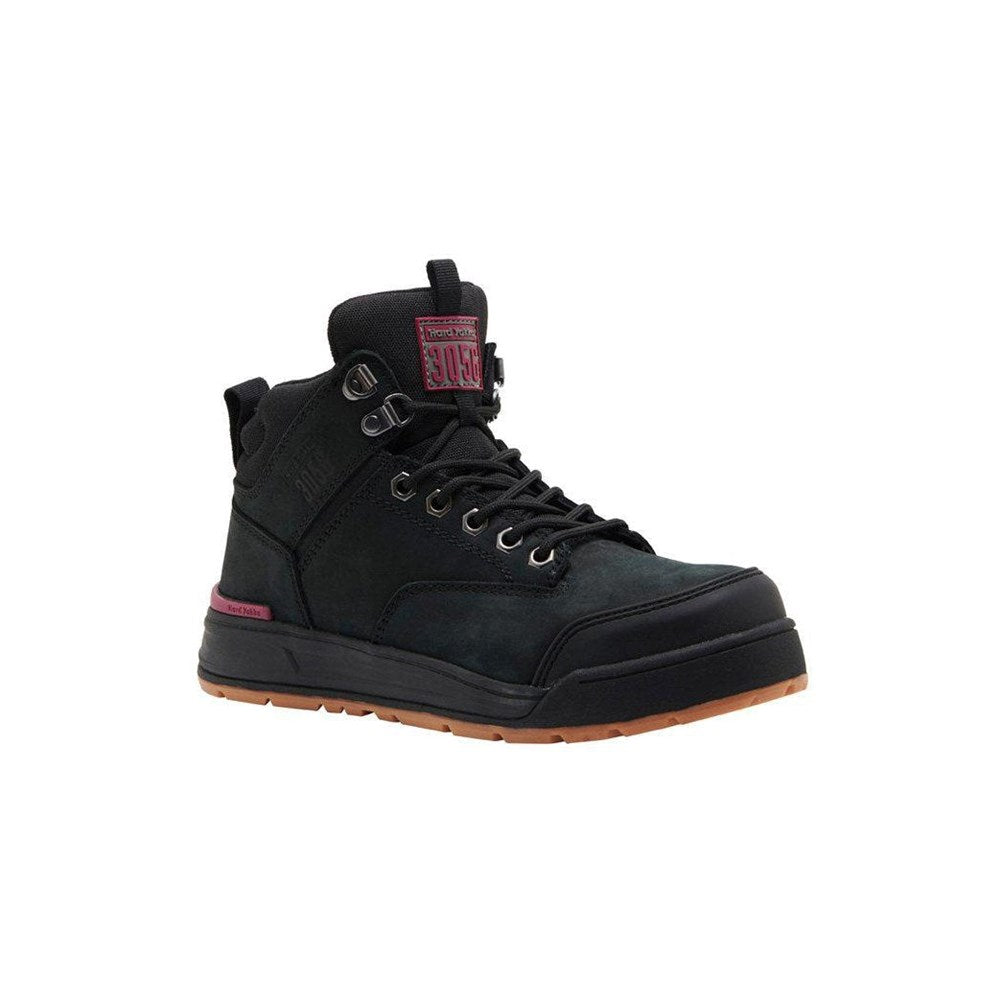 Hard Yakka Women's 3056 Lace Up/Side Zip Safety Boot - Black