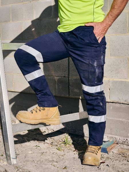BISLEY Taped Biomotion Stretch Cotton Drill Elastic Waist Cargo Work Pant - BPC6029T