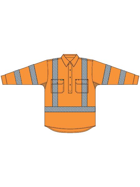 BISLEY X Taped Closed Front Hi Vis Cool Lightweight Drill Shirt - BSC6166XT