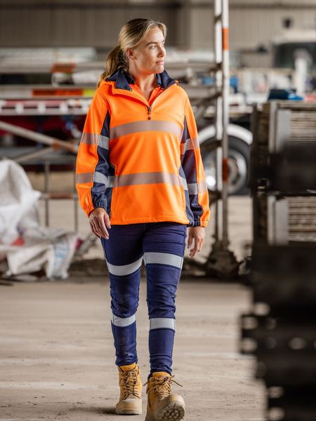 BISLEY Women's Flx & Move  Hi Vis Taped Liquid Repellent Fleece Hoodie - BKL6571T