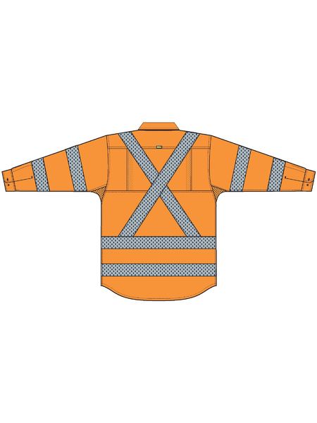 BISLEY X Taped Closed Front Hi Vis Cool Lightweight Drill Shirt - BSC6166XT