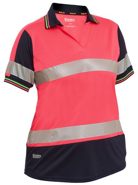 Bisley Womens Taped Hi Vis Two Tone Viscose -Neck Short Sleeve Polo - BKL1225T