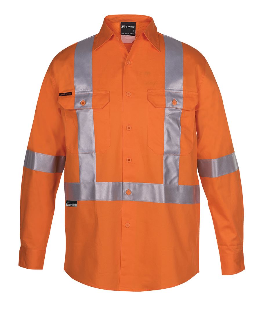Jb's Hi Vis(D+n) L/s 150g Cross Back Tape Shirt - 6DCBL
