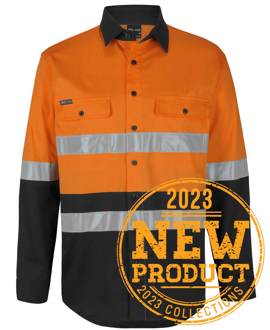 Jb's Hi Vis D+n L/s Stretch Work/shirt With Tape - 6DSWL