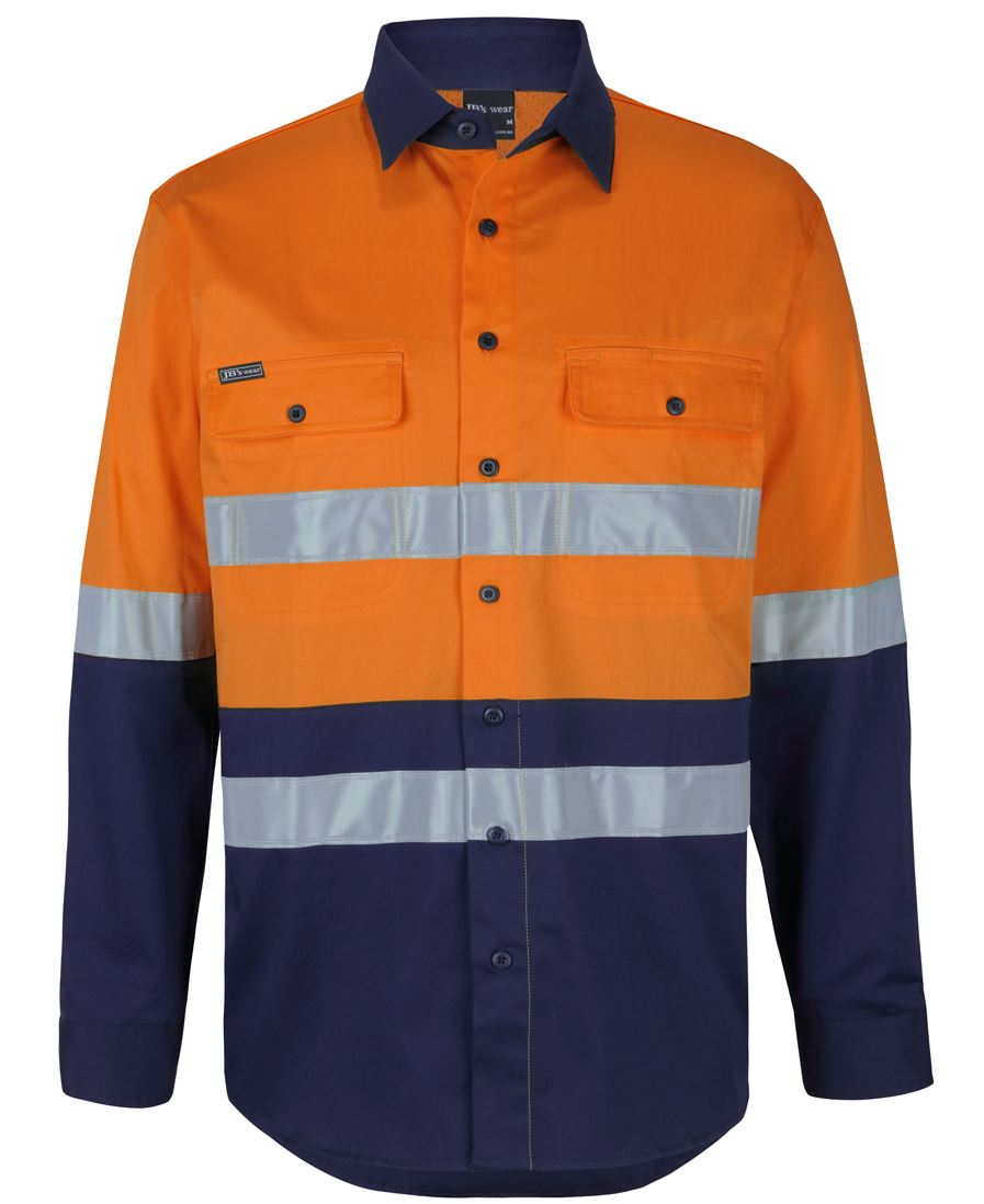 Jb's Hi Vis D+n L/s Stretch Work/shirt With Tape - 6DSWL