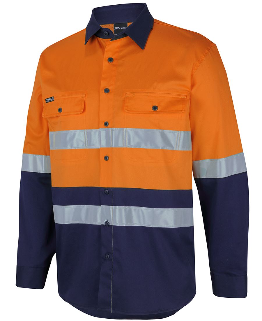 Jb's Hi Vis D+n L/s Stretch Work/shirt With Tape - 6DSWL