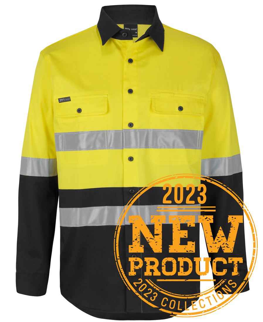 Jb's Hi Vis D+n L/s Stretch Work/shirt With Tape - 6DSWL