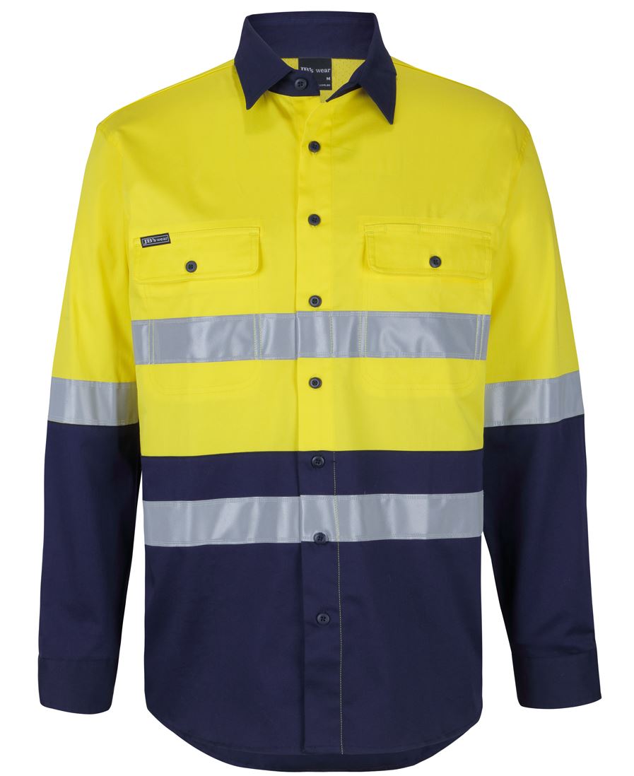 Jb's Hi Vis D+n L/s Stretch Work/shirt With Tape - 6DSWL