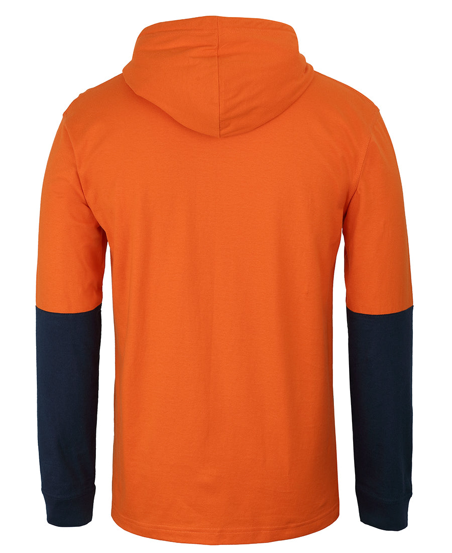 Jb's  Hi Vis L/s Cotton Tee With Hood - 6HCTL