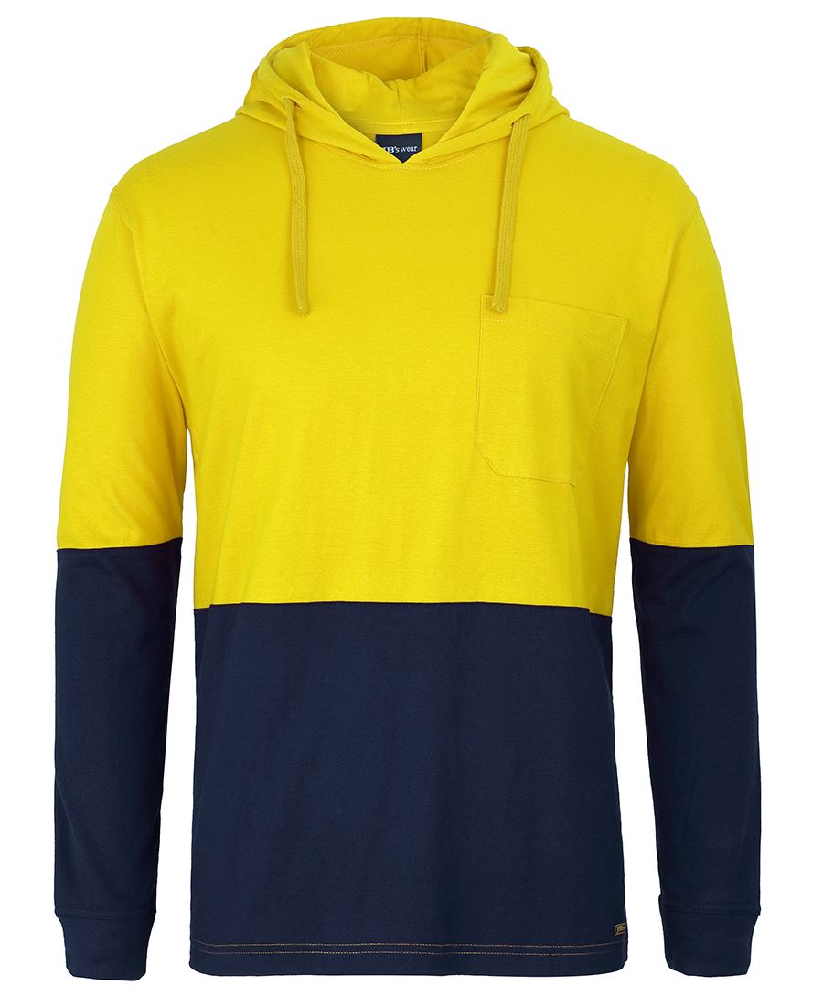 Jb's  Hi Vis L/s Cotton Tee With Hood - 6HCTL