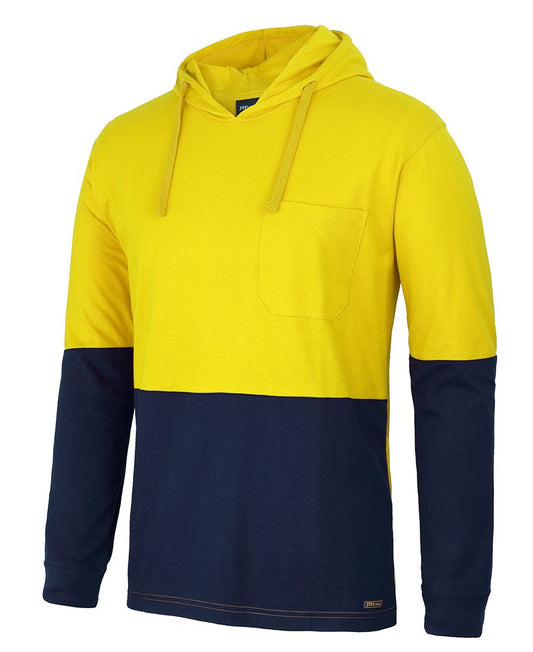Jb's  Hi Vis L/s Cotton Tee With Hood - 6HCTL