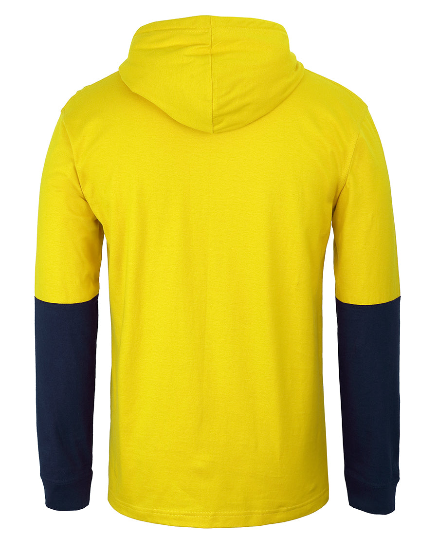 Jb's  Hi Vis L/s Cotton Tee With Hood - 6HCTL