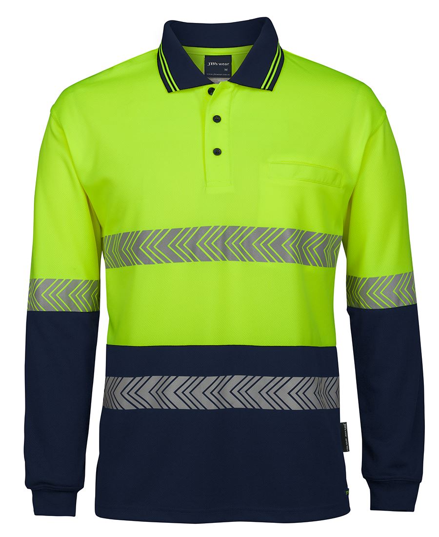 Jb's Hi Vis L/s Segmented Tape Polo - 6HLST