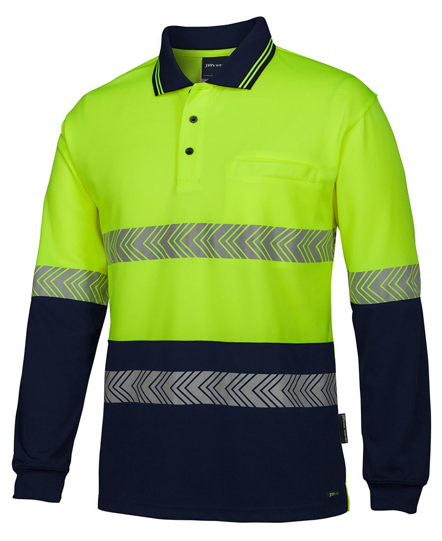 Jb's Hi Vis L/s Segmented Tape Polo - 6HLST