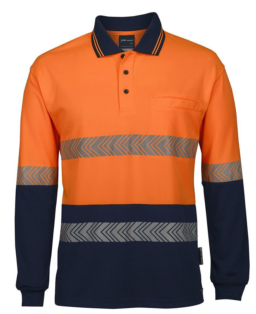 Jb's Hi Vis L/s Segmented Tape Polo - 6HLST