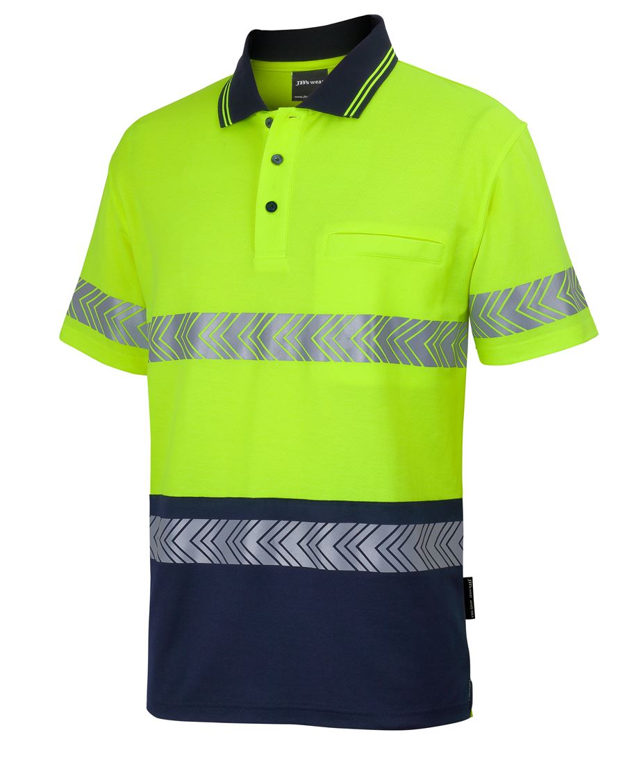 Jb's Hi Vis S/s D+n C/back Segmented Tape Polo - 6HMSS