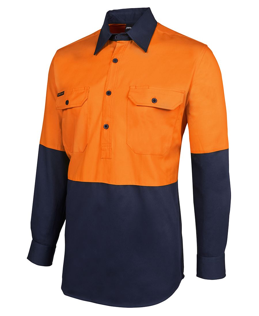 Jb's Hi Vis Close Front L/s 190g Shirt - 6HVCF