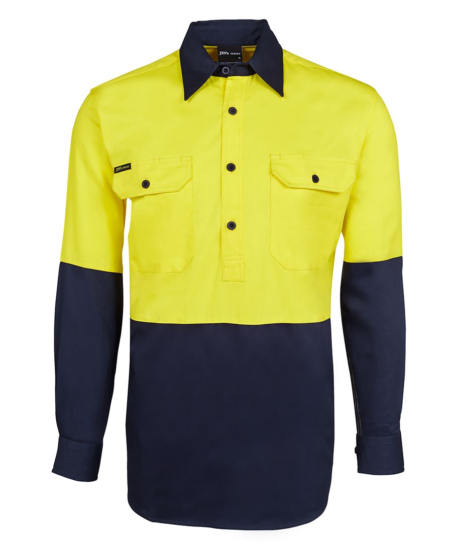 Jb's Hi Vis Close Front L/s 190g Shirt - 6HVCF
