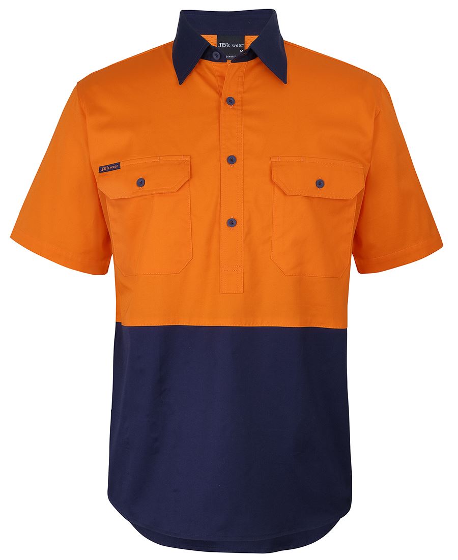 Jb's Hi Vis Close Front S/s 150g Work Shirt - 6HVCW