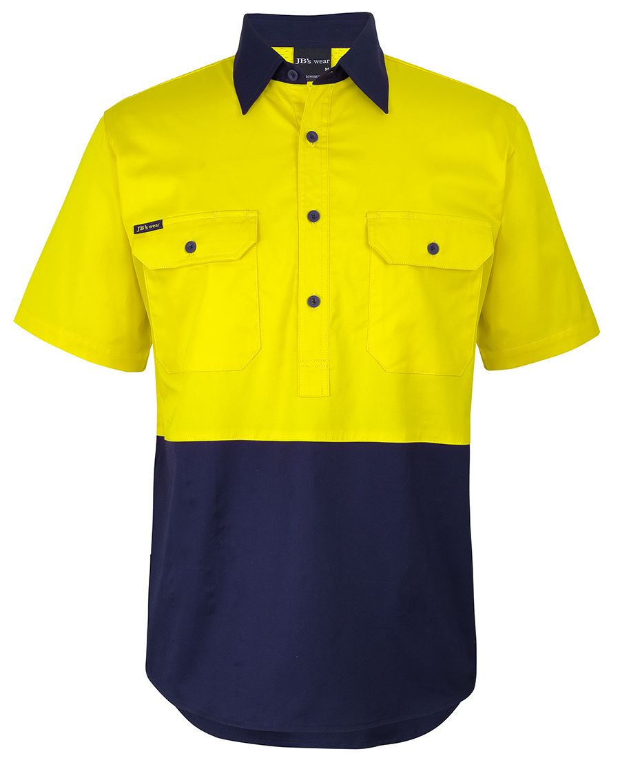 Jb's Hi Vis Close Front S/s 150g Work Shirt - 6HVCW