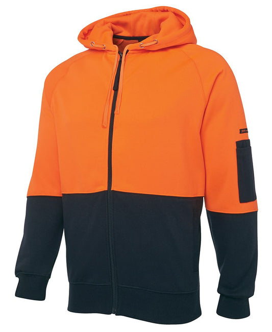 Jb's Hi Vis Full Zip Fleecy Hoodie - 6HVH