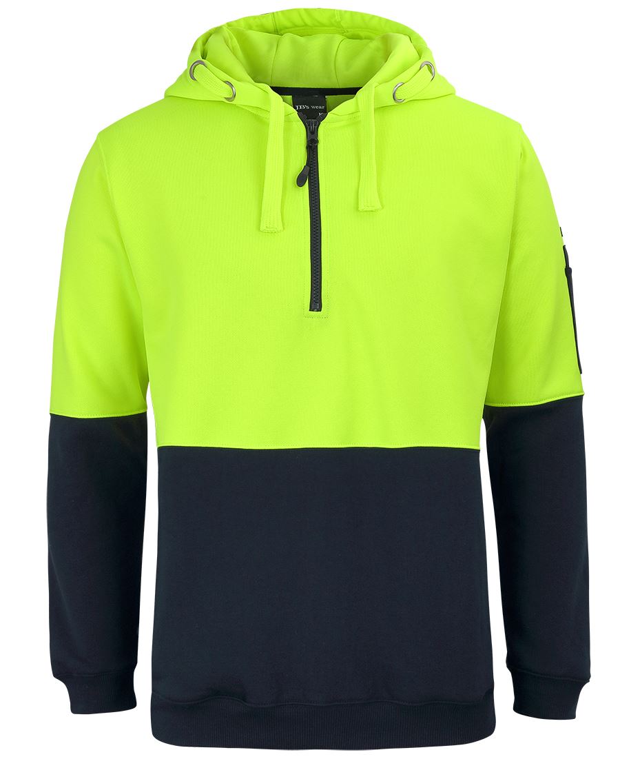 Jb's Hi Vis 1/2 Zip Fleecy Hoodie - 6HVHZ