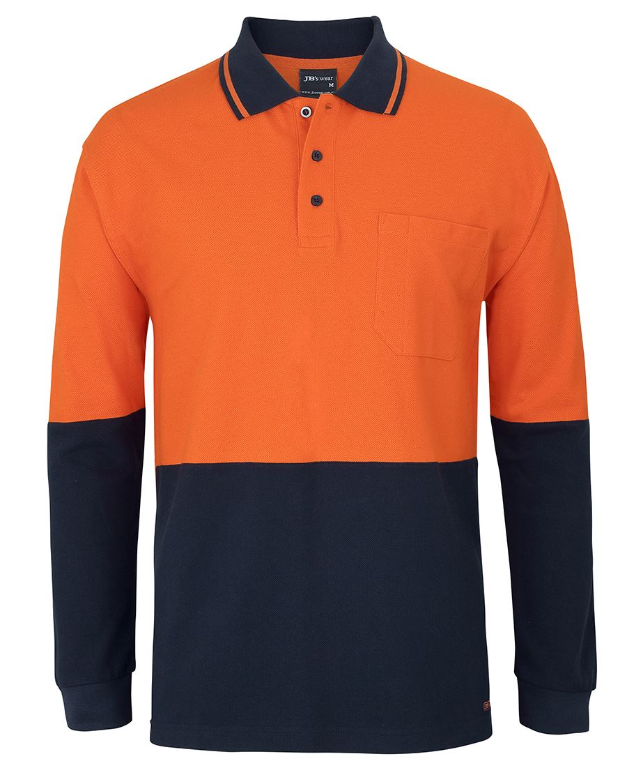 Jb's Hi Vis L/s Cotton Pique Trad Polo - 6HVQL