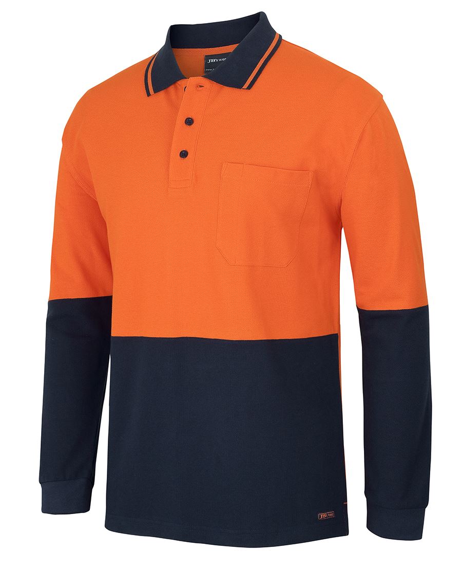Jb's Hi Vis L/s Cotton Pique Trad Polo - 6HVQL