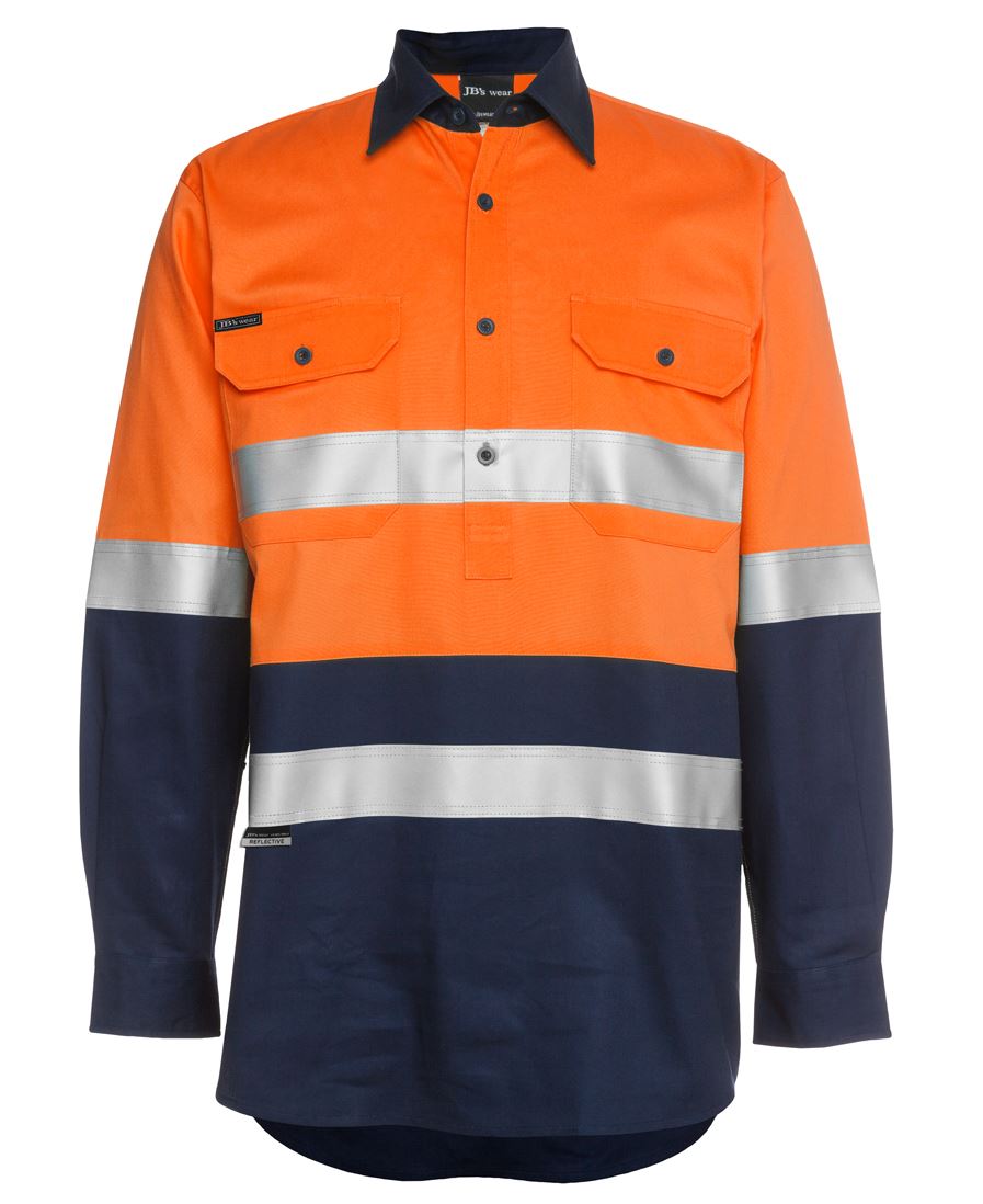 Jb's Hi Vis(D+n) Close Front L/s 190g Shirt - 6HWCF