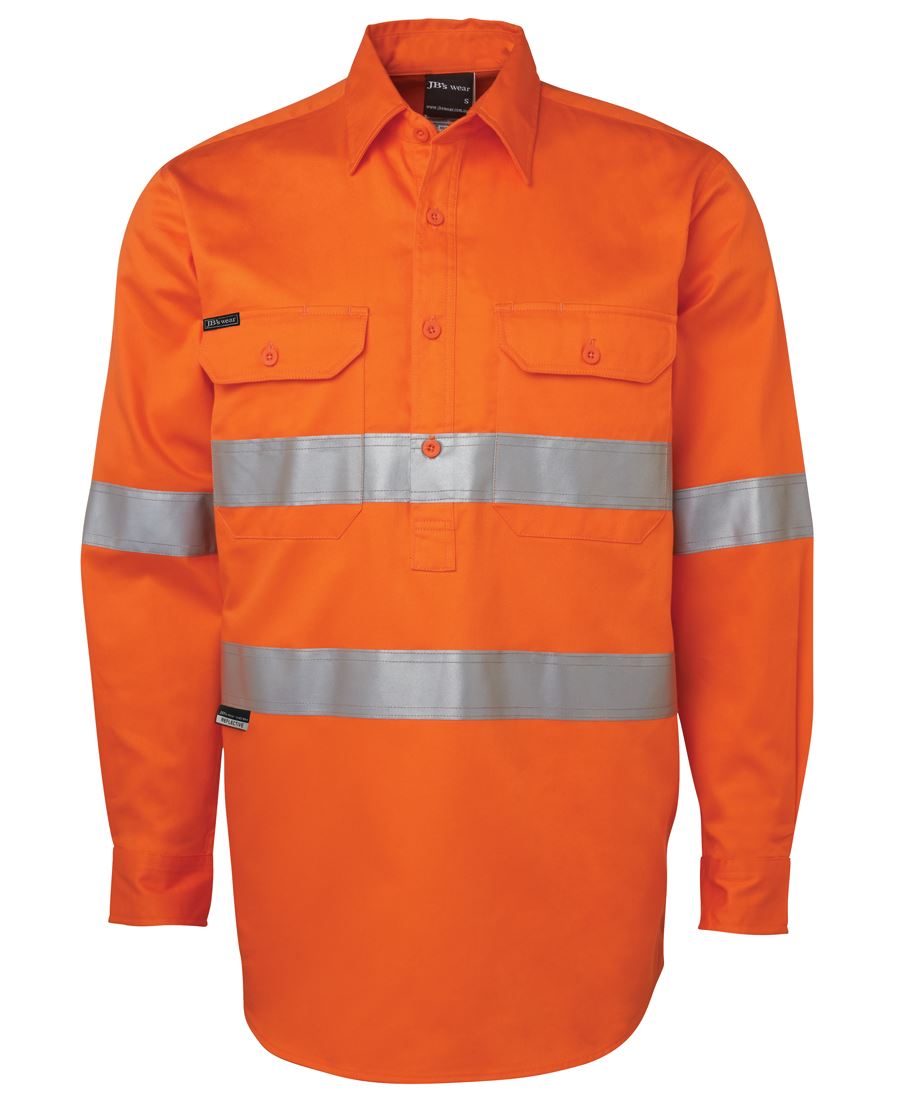 Jb's Hi Vis(D+n) Close Front L/s 190g Shirt - 6HWCF