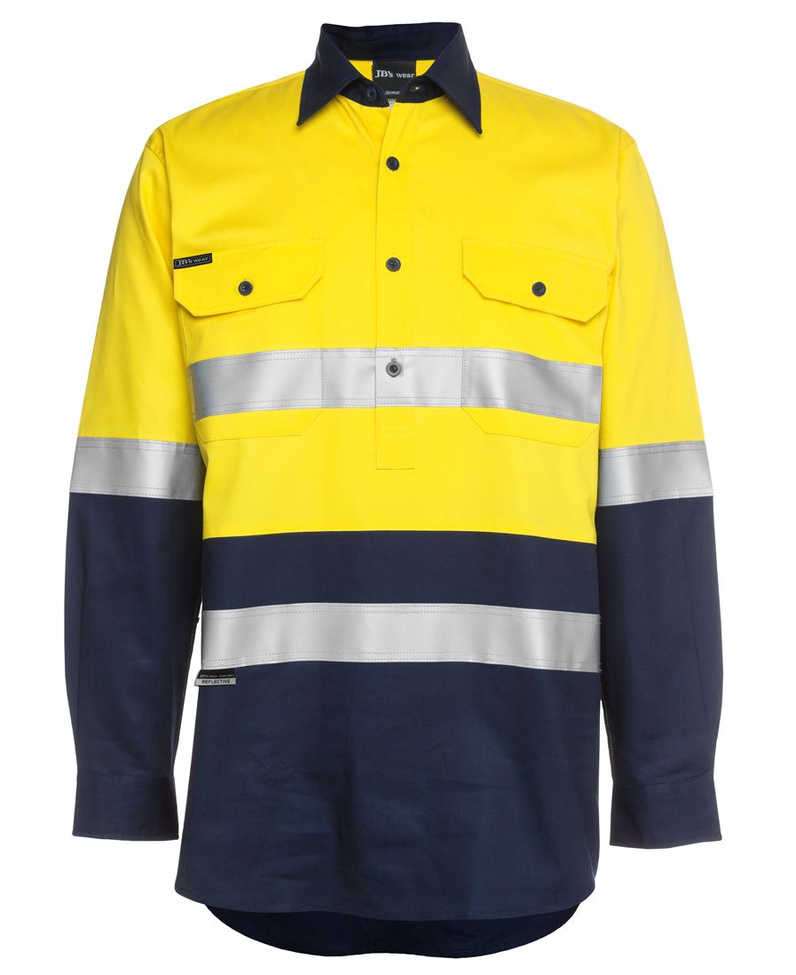 Jb's Hi Vis(D+n) Close Front L/s 190g Shirt - 6HWCF