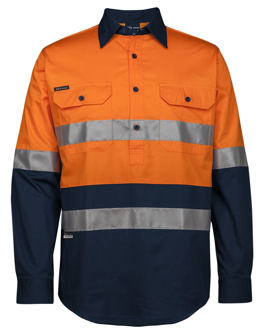 Jb's Hi Vis(D+n) Close Front L/s 150g Work/shirt - 6HWCS