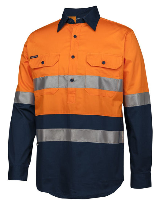 Jb's Hi Vis(D+n) Close Front L/s 150g Work/shirt - 6HWCS