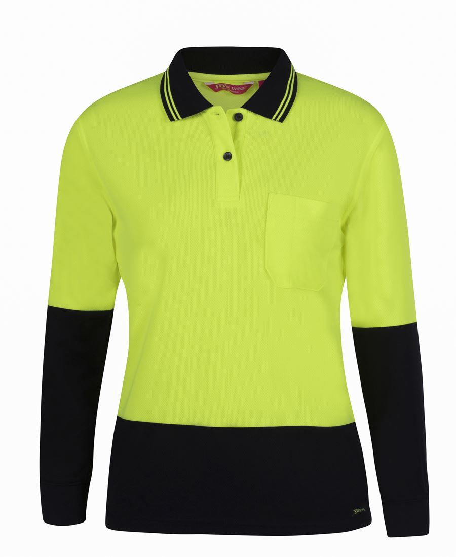Jb's Ladies Hi Vis L/s Comfort Polo - 6LHCL
