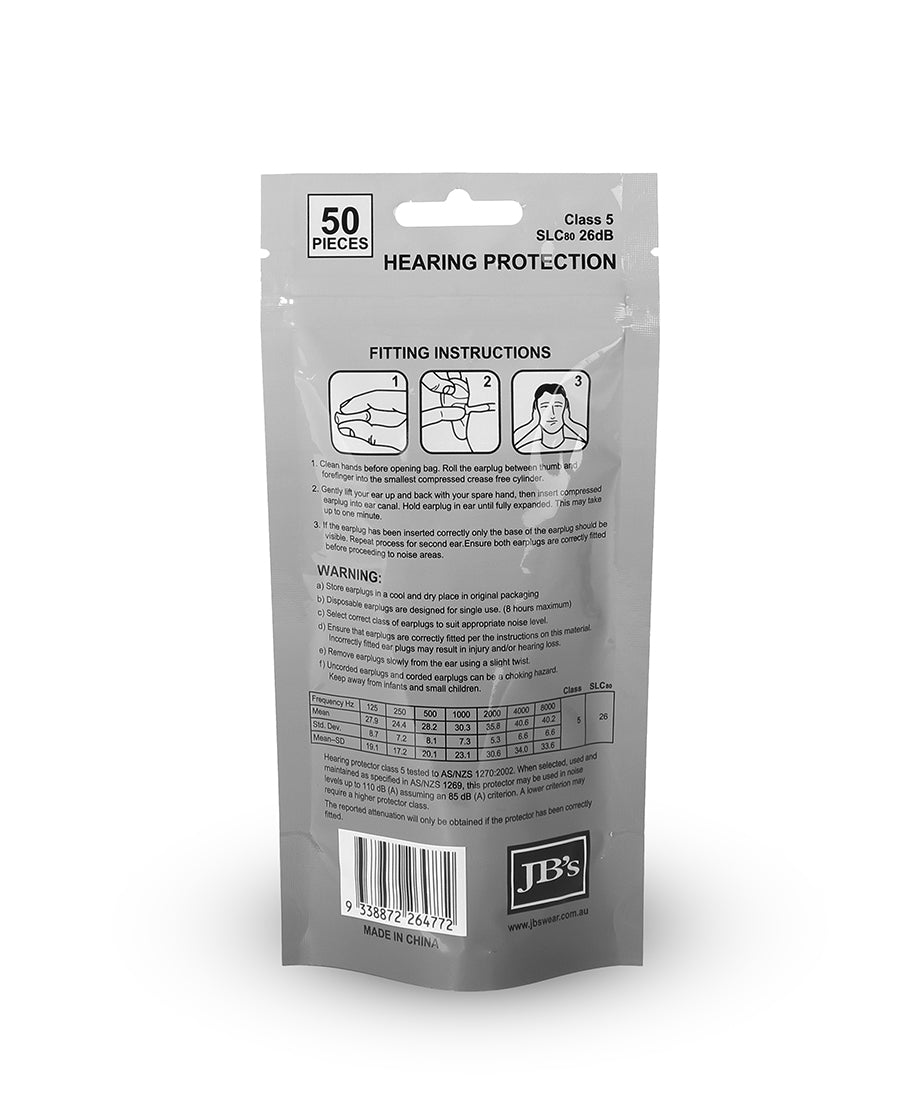 JB's  BULLET SHAPED EARPLUG (50 PIECES) - 8P035