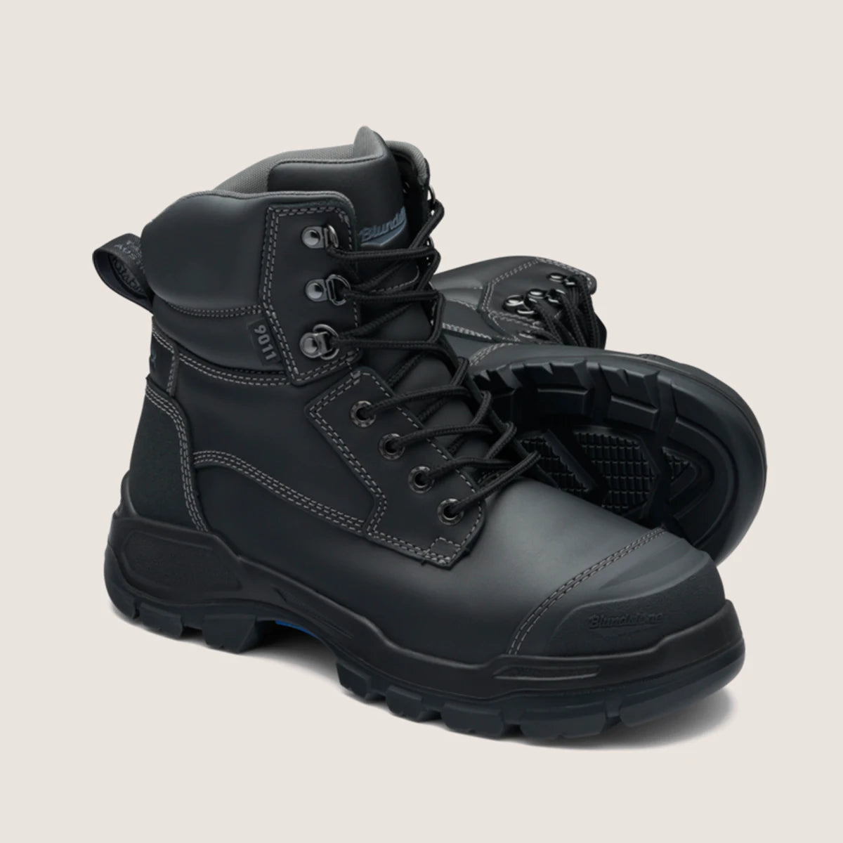 Blundstone RotoFlex Black water-resistant Platinum leather 150mm lace up safety boot - 9011