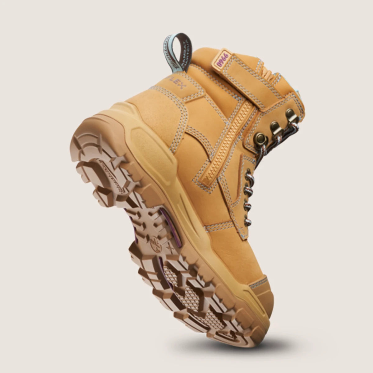 Blundstone RotoFlex Wheat water-resistant nubuck 150mm zip sided women's safety boot
