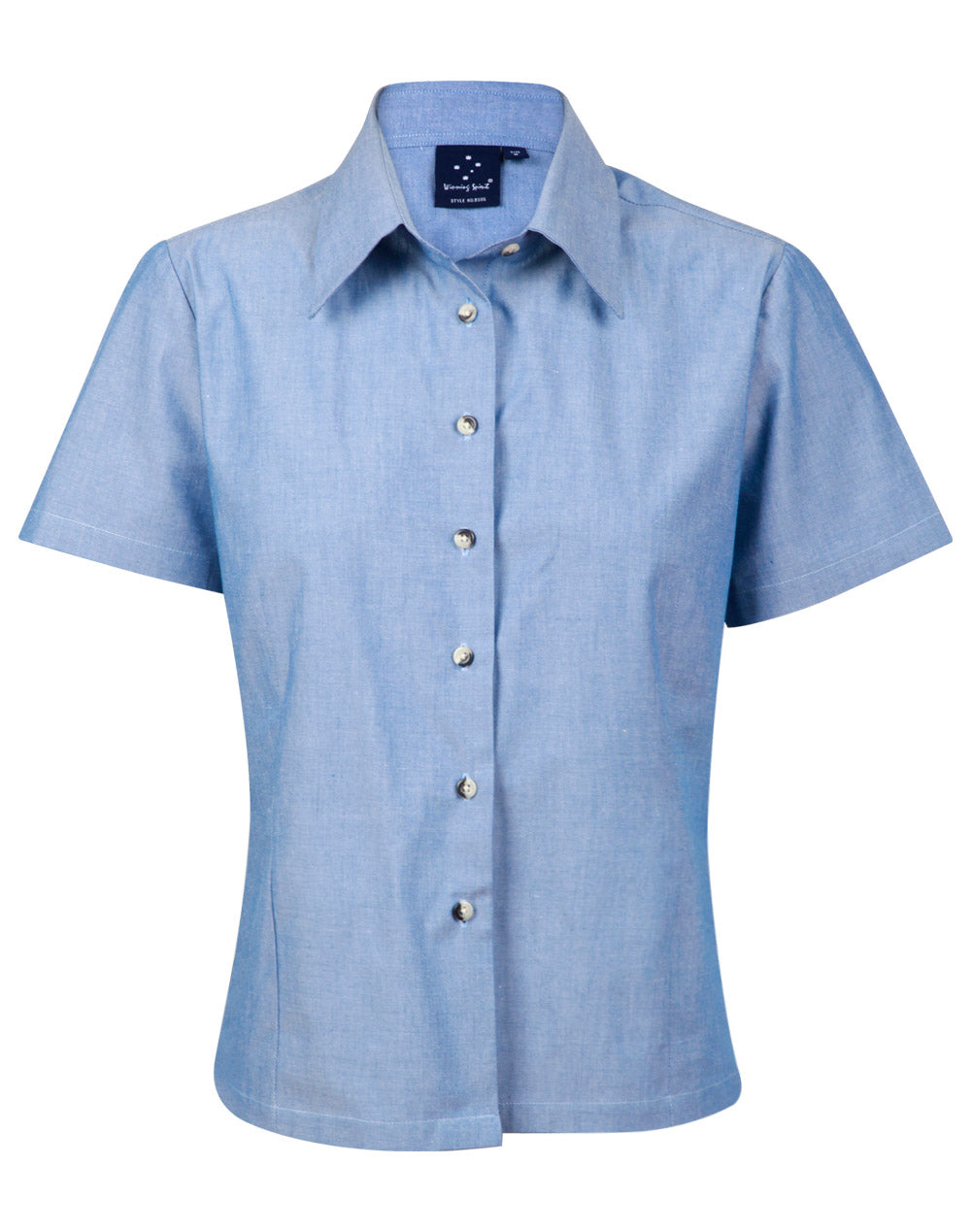 WINNING SPIRIT Ladies wrinkle/free S/S chambray shirt - BS05